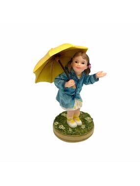 2002 Demdaco ”Expressions of Love” Young Girl Holding Yellow Umbrella Figurine